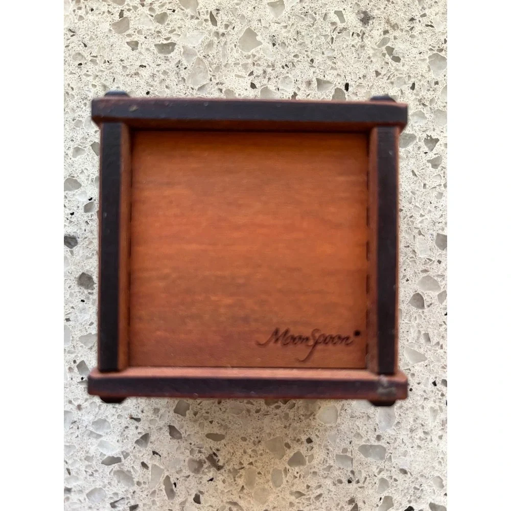 MoonSpoon Wooden Salt Cellarwith Celestial Moon Star Spoon Spice Box Handcrafted